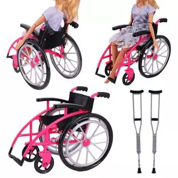 Мини-игрушка-коляска для кукольного домика, миниатюрная модель с костылями, украшение дома, поделки своими руками зелёный