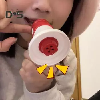 Мини-игрушка-мегафон с цепочкой из бисера, громкий рупор, брелок-подвеска для малышей, мальчиков и девочек, записывающий громкоговоритель, обучающие музыкальные инструменты, игрушка красный