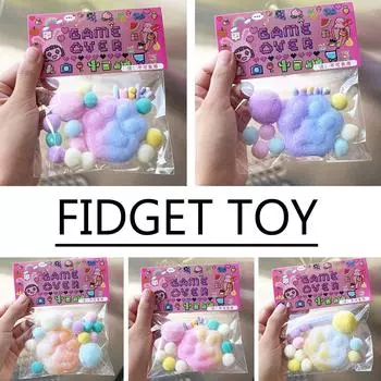 Мини-игрушки Непоседа Игрушка Kawaii Плюшевая кошачья лапа Прозрачная игрушка Сжатие Кубик для снятия стресса S8L0