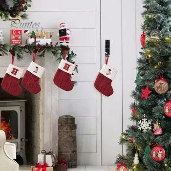 Мини-инициал рождественский чулок вышитая буква вязаные рождественские чулки фестиваль подвесное украшение для домашнего рождественского декора Y