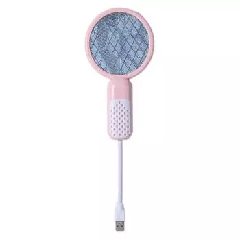 Mini Insect Racket Electric Shock Fly Bug Zapper Durable USB Mosquito Swatter Bedroom розовый