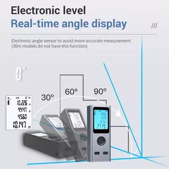 Мини-интеллектуальный лазерный дальномер Интеллектуальный цифровой лазерный дальномер 30 м с перезарядкой через USB 30M темно-серого
