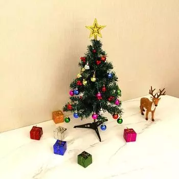 Мини-искусственная рождественская елка со светодиодной подсветкой Яркий цвет Реалистичный вид Многоразовая простая сборка Маленькая рождественская елка Декор для рабочего стола A разноцветный