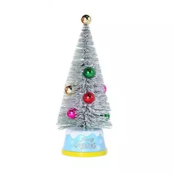 Мини-искусственная рождественская елка, украшение для стола со светодиодными шариками, снежная сосна, 2024, рождественское украшение на Новый год
