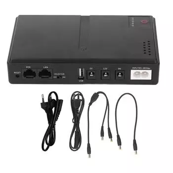 Мини источник бесперебойного питания Компактный ИБП Резервная батарея для домашнего маршрутизатора камеры 36 Вт 5 В 9 В 12 В 2 А EU Plug