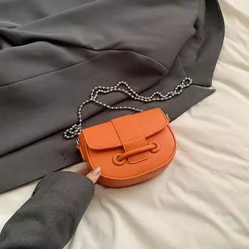 Мини Изысканная Маленькая Сумка Модная Зарубежная Стильная Сумка-Седло Высокотекстурная с Рисунком Личи Летняя Цепочка На Плечо Сумка-Мессенджер оранжевый