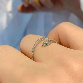 Мини изысканное зеленое кольцо-змея для женщин, регулируемое кольцо на палец, ювелирное украшение для вечеринки, подарок