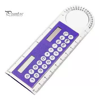 Мини-калькулятор солнечной прозрачной линейки с лупой, школьные принадлежности для студентов чёрный