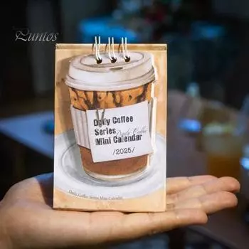 Мини-календарь на 2025 год, настольный календарь с двойной спиралью, тематика кофе, ежедневник, ежемесячный календарь-планировщик, календарь для скрапбукинга, журнальный офис света кофе