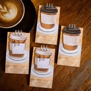 Мини-календарь на 2025 год с кофейной тематикой, двойной переплет, ежедневник, ежемесячный планировщик света кофе