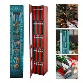 Мини-календарь с украшением в виде книги, рождественский адвент-календарь 2024 года с подарочной книгой из 24 книг коричневый