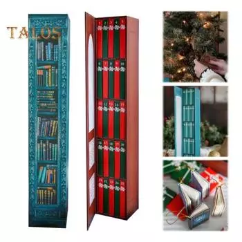 Мини-календарь с украшением в виде книги, рождественский адвент-календарь 2024 года с 24 подарочными книгами, подвесные украшения в виде мини-литературных книг для любителей книг коричневый