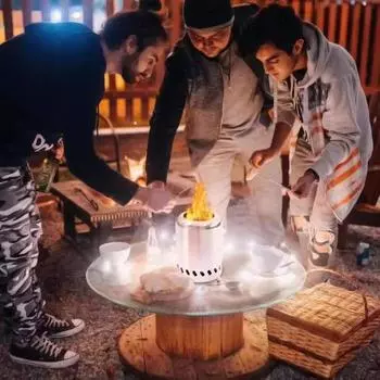 Мини-камин из нержавеющей стали для костра на открытом воздухе, на заднем дворе, на террасе, на дровах, со съемной подставкой для золы, бездымная горелка для кемпинга