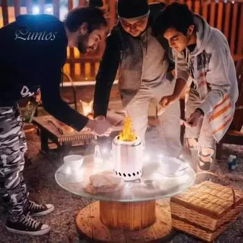 Мини-камины для костра из нержавеющей стали для наружного использования на заднем дворе, патио, дровяной камин со съемной подставкой для золы, бездымная горелка для кемпинга с B