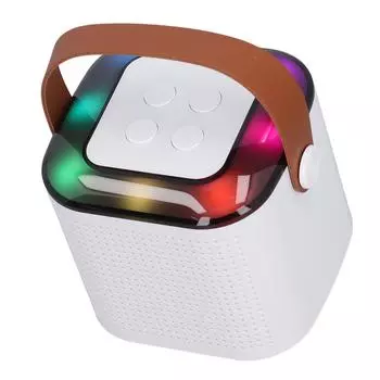 Mini Karaoke Machine with 2 Microphones Wireless Bluetooth RGB Colorful Portable Speaker Karaoke белый
