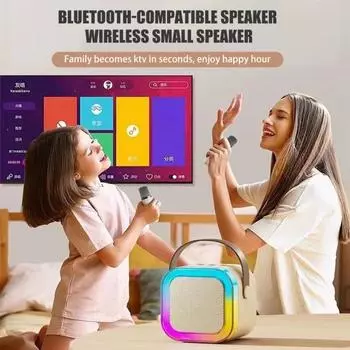 Мини-караоке-машина с микрофоном, совместимая с Bluetooth, 5 звуковыми эффектами, мощный компактный портативный комплект колонок для караоке 1pc синий
