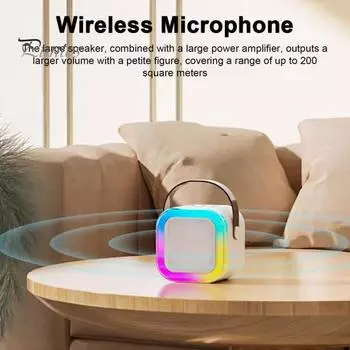 Мини-караоке с беспроводными микрофонами. RGB-подсветка. Bluetooth-совместимый портативный динамик KTV. Игрушка-караоке с ручкой. A розовый