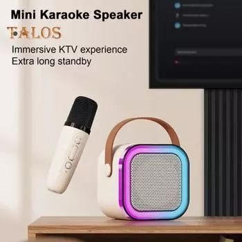 Мини-караоке с беспроводными микрофонами. RGB-подсветка. Bluetooth-совместимый портативный динамик KTV. Игрушка-караоке с ручкой. A розовый