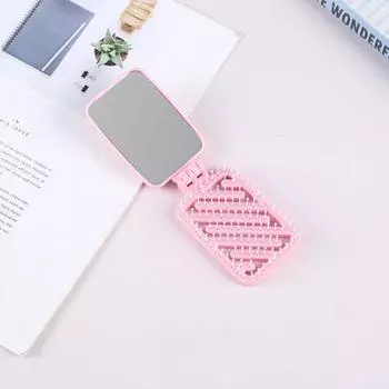 Мини карманное зеркало складная расческа для девочки женщины портативное квадратное карманное маленькое дорожное массажная расческа для волос с зеркалом аксессуар для укладки