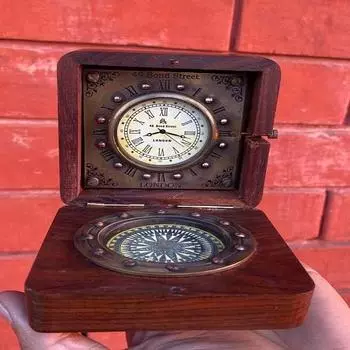 Мини-карманные часы, красивые настольные часы для офиса и домашнего декора, деревянные часы с компасом, рождественский декор, рождественский подарок