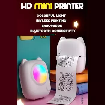 Мини-карманный термопринтер для мгновенного фотопринтера, машина для изготовления этикеток, BT, беспроводное подключение, совместимое с