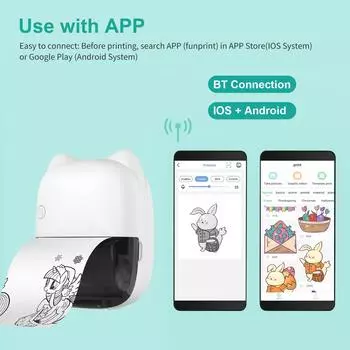 Мини-карманный термопринтер для мгновенного фотопринтера, машина для изготовления этикеток, BT, беспроводное подключение, совместимое с 1