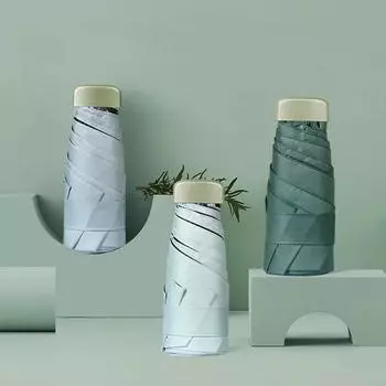 Мини карманный женский зонт для телефона, мужской, сверхлегкий, дождевой, солнцезащитный зонт для девочек, портативный складной зонт от ультрафиолета темно-синий