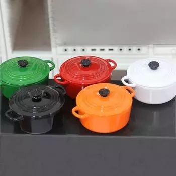 Мини-кастрюля, котел, кастрюля с крышкой, чайник, кукольный домик, миниатюрная кухонная утварь, кухонная утварь, игровая кухня, аксессуары для кукольного дома оранжевый