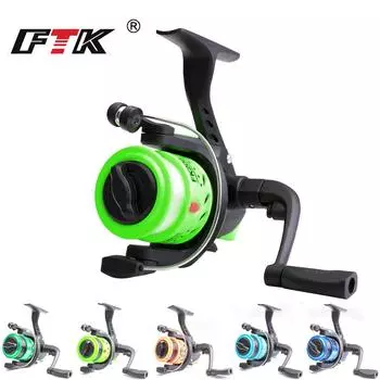 Мини-катушка для рыбалки FTK - легкий алюминиевый корпус, высокая скорость 5.2:1 передаточное отношение, плавная система 3BB для легкой рыбалки 5.2:1 синий