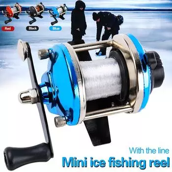 Мини-катушка для зимней рыбалки на льду, полностью металлический корпус, высокоскоростная гладкая катушка для троллинга 1pcs синий