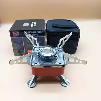 Мини-кемпинговая газовая плита, портативная наружная туристическая горелка, походная пикниковая печь, складная плита, подходит для длинного газового баллона/бака
