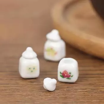 Мини-керамическая банка, кукольный домик, миниатюрный пищевой игрушечный орнамент