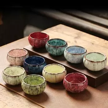 Мини керамическая чаша для чая в китайском стиле кунг-фу, чашка для эспрессо, бытовая чашка для послеобеденного чая, 1 упаковка 100ml