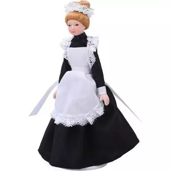 Мини-керамическая модель куклы, подвижная миниатюрная кукла для девочек в викторианском салоне ручной работы, высокая имитация аксессуаров для кукольного домика 16*5.2*4cm чёрный/белый
