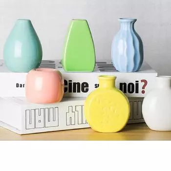 Мини-керамическая ваза Современная керамическая художественная ваза Бутылка для сухоцветов Ваза с искусственными цветами Фотореквизит Домашний декор Украшения для комнаты