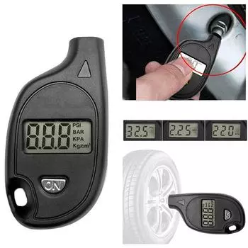 Mini Keychain Style Tire Gauge Digital LCD Display Car Tire Air Pressure Tester Meter Auto Car Motorcycle Tire Safety Alarm чёрный