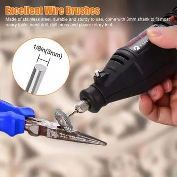 Мини-кисть Щетка из медной проволоки Щетка с ручкой Колесо из медной проволоки Тип чаши Т-образная электрическая шлифовальная щетка для полировки Инструмент Щетка 1PCS
