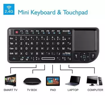 Мини-клавиатура 2,4G RF Беспроводная клавиатура Портативная мышь с сенсорной панелью Русская английская клавиатура с подсветкой Сенсорная панель Мышь для ПК Ноутбук Smart TV Box