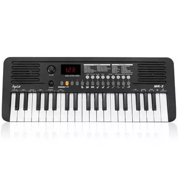 Мини-клавиатура пианино Электронная клавиатура 37 клавиш 40 песен 200 нот 200 ритмов Цифровое пианино с функцией MIDI Портативное электронное пианино xx чёрный