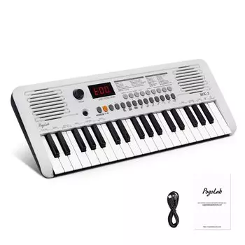 Мини-клавиатура пианино Электронная клавиатура 37 клавиш 40 песен 200 нот 200 ритмов Цифровое пианино с функцией MIDI Портативное электронное пианино xx MK-2 белый
