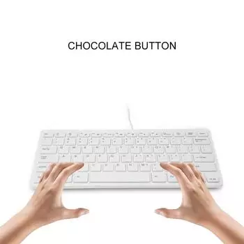 Мини-клавиатура USB с шоколадными кнопками. Стильная и портативная клавиатура для настольного компьютера и ноутбука. белый