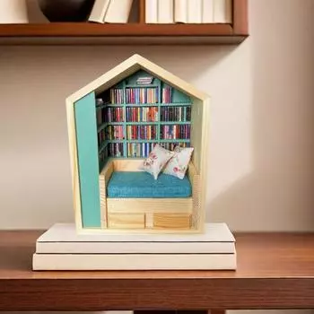 Мини-книжная полка для снятия беспокойства, 200 мини-книг, скульптура для домашнего декора, уникальный подарок для поклонников литературы и искусства