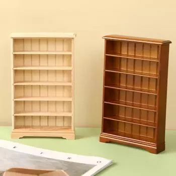 Мини-книжный шкаф Yousheng Dollhouse, масштаб 1/12, белая современная мебель для гостиной, кукольного дома, библиотеки, офиса, декор, миниатюрная деревянная витрина цвет старого дерева