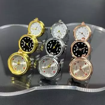 Мини-кольцо для парных часов Ретро-часы для парных часов Кольцо для часов на палец Круглые кварцевые часы для женщин золотой