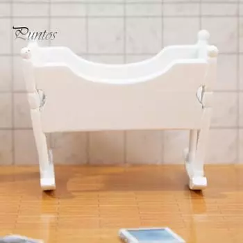 Мини-колыбель для кукольного домика, имитация портативного соотношения 1/12, аксессуары для кукольного домика, кровать-колыбель, кроватка для микро-пейзажа белый