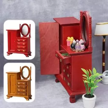 Мини-комод для кукольного домика, винтажный миниатюрный комод с ящиками, мини-мебель, туалетный столик дубильная кора