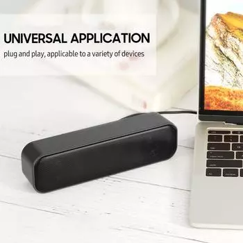 Мини-компьютерный динамик, проводной USB-динамик, настольный стереодинамик, декодирование звука, двухканальный плеер, звуковая панель чёрный