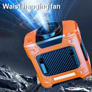Мини-кондиционер, поясной вентилятор, 3 уровня, регулируемый индикатор питания, портативный многофункциональный светодиодный фонарик, внешний аккумулятор, охлаждающий вентилятор на пояс A оранжевый