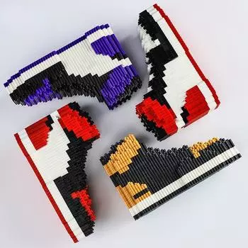 Мини-конструктор баскетбольных кроссовок, модель кроссовок, набор строительных блоков, сделай сам, сборка для детей, подарки, игрушки with box