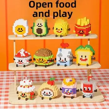 Мини-конструкторы для моделей еды для детей, креативные экспертные кирпичики для гамбургеров и картофеля фри, образовательные игрушки для сборки, настольное украшение NOT BOX